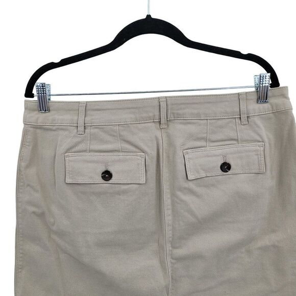 WHBM Mini Skirt 10 Tan Cotton Stretch Aline Button Front Cargo Safari Pockets - Picture 9 of 14